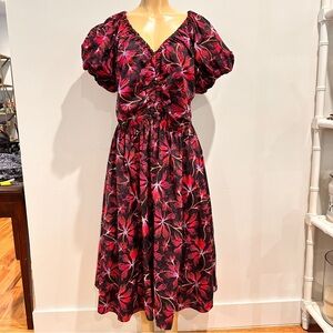 Ulla Johnson Cecile Midi Dress Sz 16 Zinnia Cotton Puff Sleeves Floral